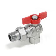 Кран шаровой R789 с «американкой», угловой, рукоятка бабочка, 1/2«F x 1/2»M