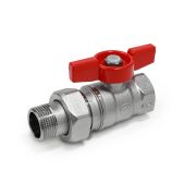 Кран шаровой R259D с «американкой», прямой,  рукоятка бабочка, 1/2«F x 1/2»M