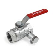 Кран шаровой R250DS, со сливом 1/4«, рычажная рукоятка, 1/2», вн./вн. резьба