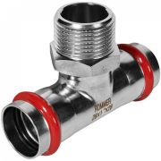 Пресс-тройник из нержавеющей стали с наружной резьбой 28х1