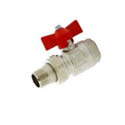 Кран шаровой IDEAL с «американкой», прямой, рукоятка бабочка, Ду 1