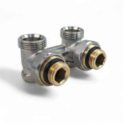 Узел Н-образный для нижнего подключения радиатора угловой, латунь  3/4